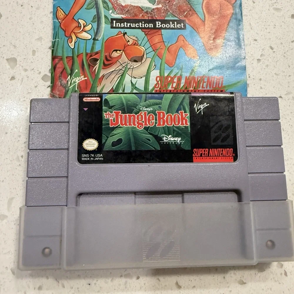 The Jungle Book Super Nintendo, 1991‎ Game & Manual Disney Vintage Gaming EUC